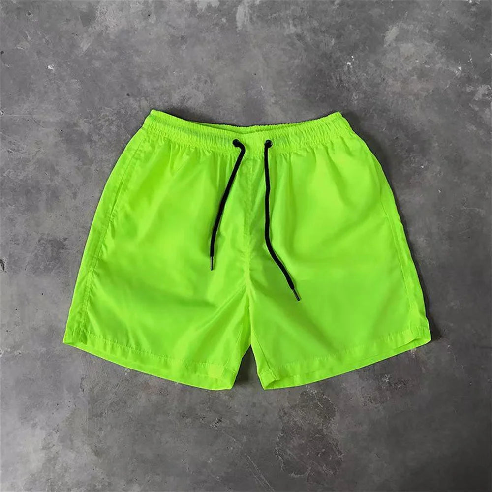 Men‘s Swim Trunks with Side Pockets Summer Casual Solid Color Beach Shorts Quick Dry Lightweight Board Shorts Swimwear Swimsuit