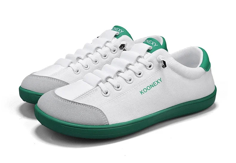 Mens Wide Toe Barefoot Shoes Unisex Canvse Casual Sneakers Lightweight Adjustable Slip on Walking Shoes for Male Zero Drop Flats
