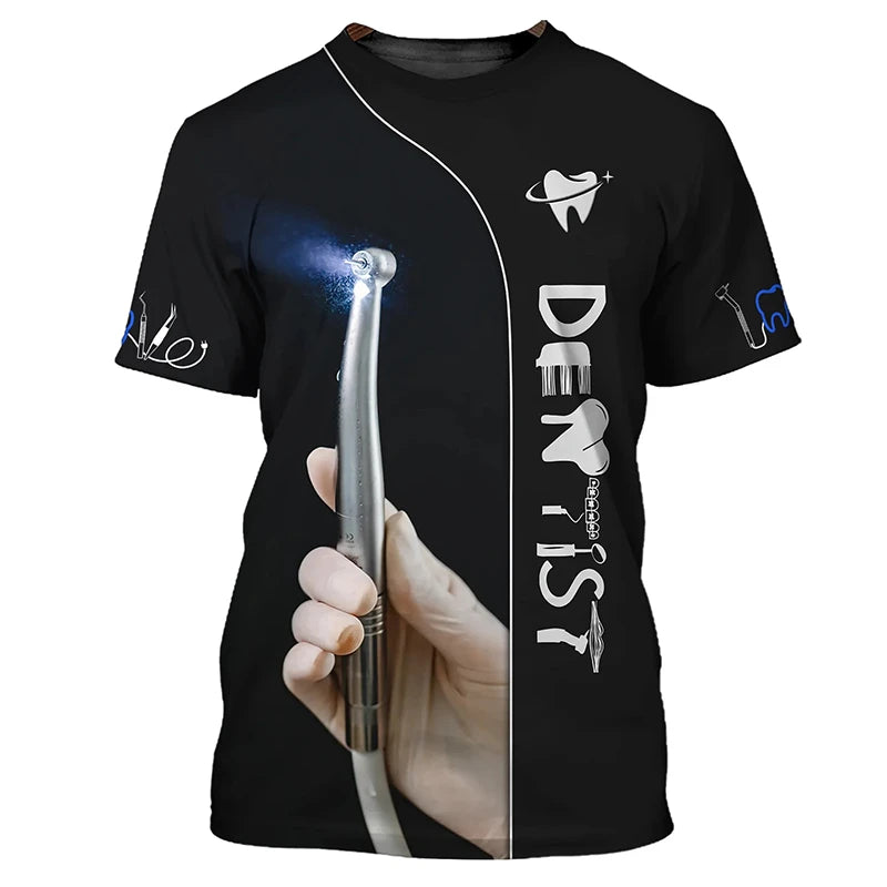 2025 Men's T-Shirt Tooth 3d Printed Daily T Shirt For Man Short Sleeve Fashion Casual Street Dentist Uniform Men's Clothing Tops