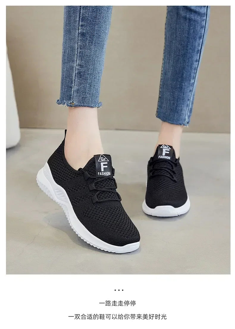 Shoes for Women 2024 New Casual Fashion Running Shoes Flying Woven Breathable Lady Casual Shoes Soft Sole Trend Fashion Sneakers