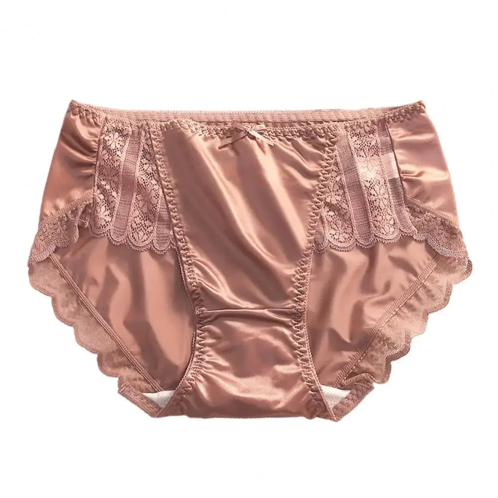 New Underwear for Women Satin Traceless Ice Silk Panties for Lady Breathable Sexy Pure Desire Panties Large Mid Waist M-XXL