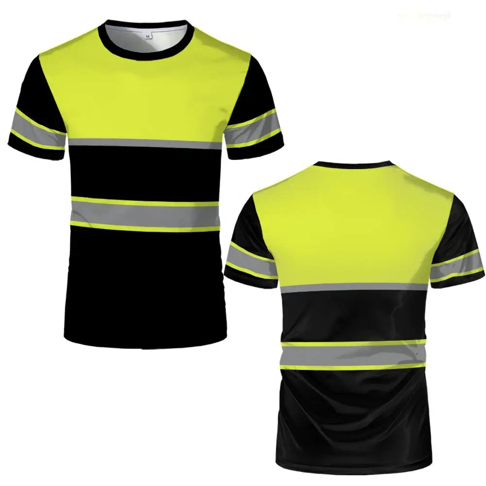 Summer Men’s T-shirts Safety Work Clothing 3D Printed Tops New Outdoor Comfortable Breathable Oversized Crew Neck Pullover Tops