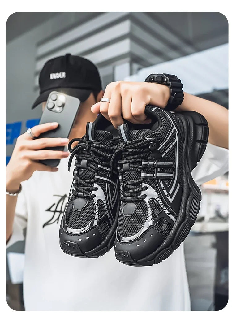 Men's Shoes Spring Leisure Breathable Men's Lightweight Thick Sole Increase Trendy Sneaker New Running Sneakers Versatile