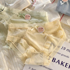 Women's Underwear 7A Baby Cotton Antibacterial Splicing Lace Cotton Crotch Seamless Comfortable Breathable Summer Thin Briefs