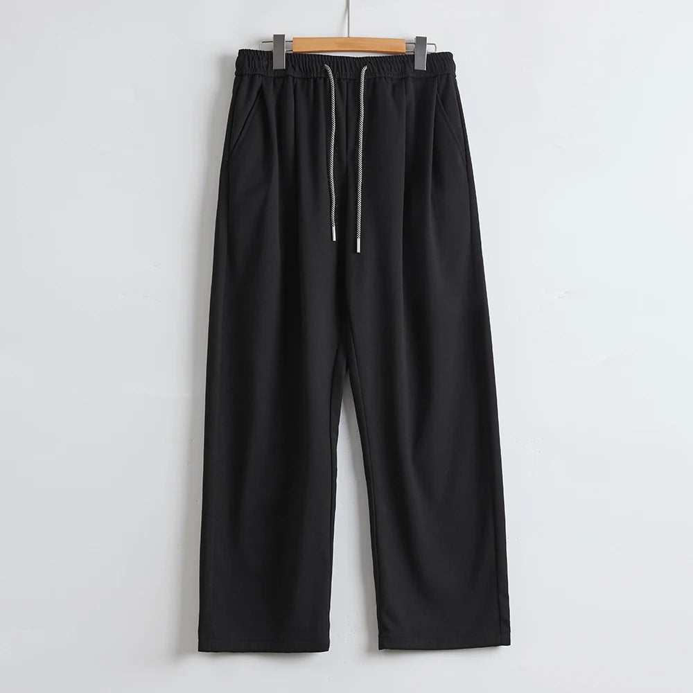 Men's Fashion Casual Pants 2025 Spring and Autumn New Loose Elastic Waist Wide Leg Pants Men's Suit Straight Trousers Male