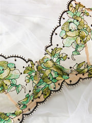 Sexy Lingerie Set Women Lace Embroidery Flowers Fairy Seamless Underwear Transparent Bra Thong See Through Exotic Bra Brief Sets
