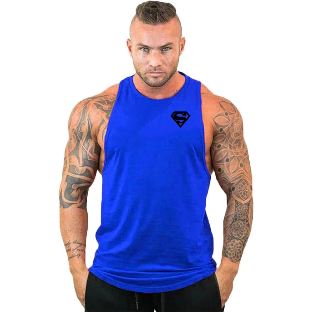 Men Bodybuilding Clothing Cotton Sleeveless Shirt Brand Gym Stringer Tank Top Man Fitness Vest Singlet Sportwear Workout Tanktop