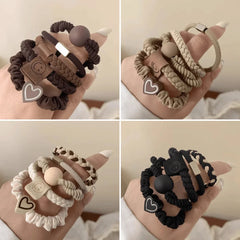 5pcs/Bag Women High Elastic Seamless Hair Rope Durable Bowknot Headbands No Crease Ponytail Holder Rubber Band Hair Accessories