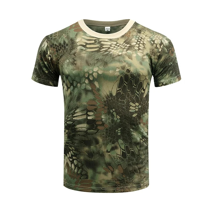 Military Army Camouflage Tactical Short Sleeve Men's  Combat T-Shirt  Kid's Tee Camo Outdoor Hiking Hunting Shirts