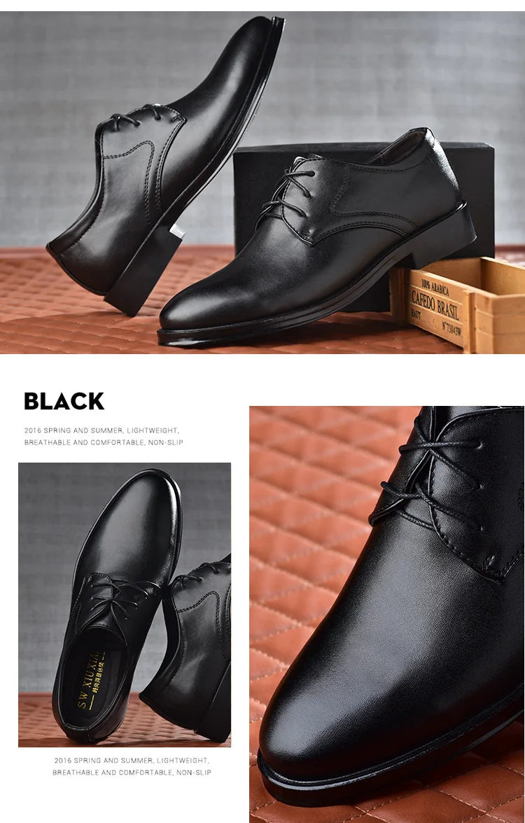 Men Dressing Shoes Formal for Men's Casual Shoe Leather Social Wedding Designer Pointed Toe Black Office Winter Shoes Brand 2024
