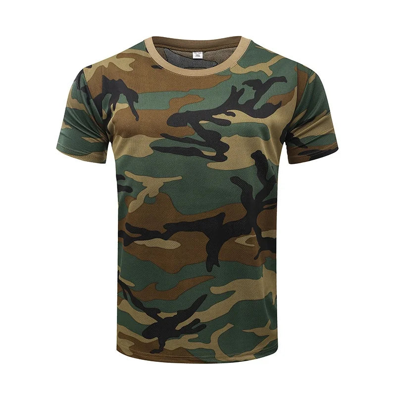 Military Army Camouflage Tactical Short Sleeve Men's  Combat T-Shirt  Kid's Tee Camo Outdoor Hiking Hunting Shirts