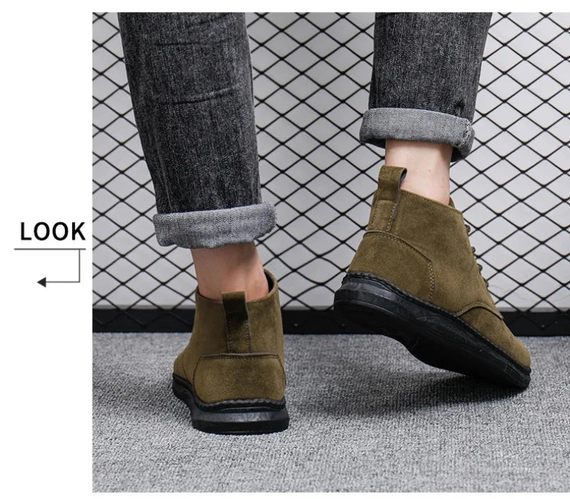2025Men's Shoes High-top Casual Shoes High Quality Suede Chelsea Boots Fashion British Ankle Boots Business Oxfords Dress Shoes