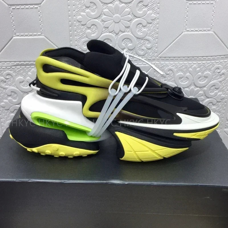 2025 Trendy Men Sports Shoes Platform Sneakers Lace Up Gradient Colors Running Casual Walking Shoes Women Flats Loafers