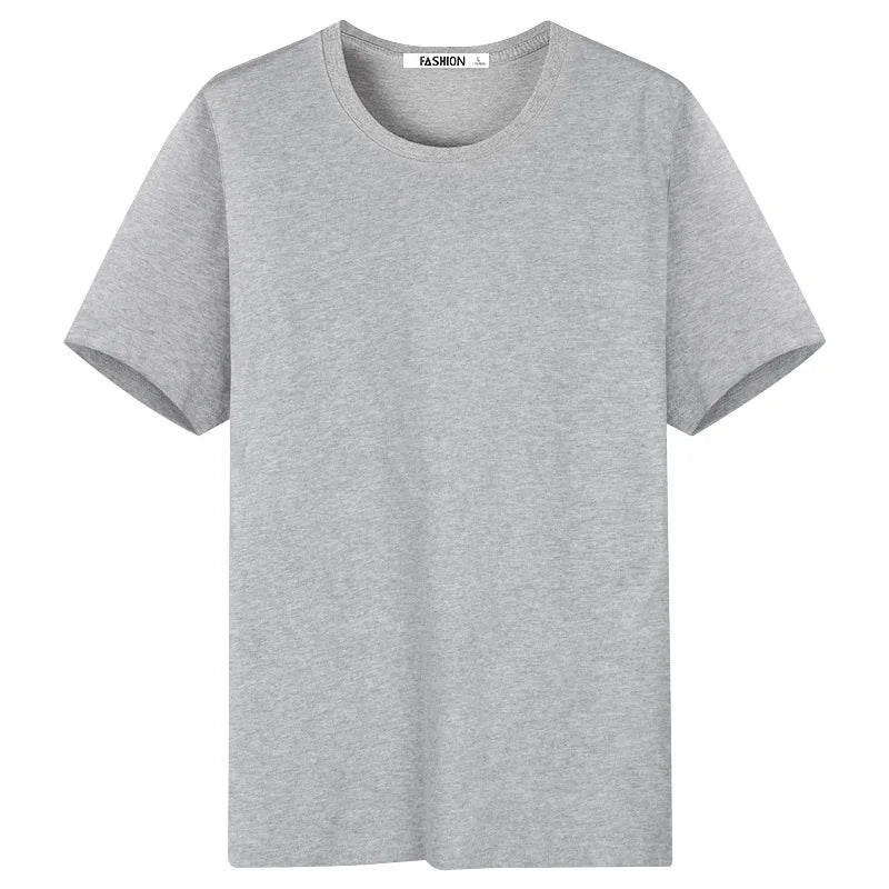 Men's Short Sleeved T-shirt Summer Shirt Large Loose Solid Color Round Neck White T Men's Top