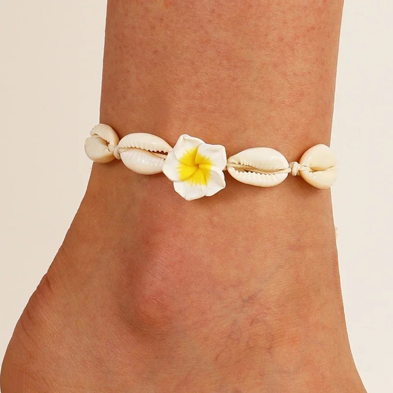 2025 Summer New Boho Shell Handmade Braided Ankle Bracelets for Women Beach Anklets Jewelry Accessories Gifts