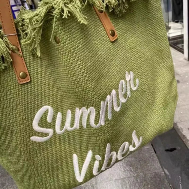 Canvas Women Handbags Large Tote Beach Bag Shopping Bags Underarm Shoulder Bag For Female Casual Top-Handle Bags