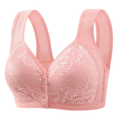 Women Large Size Underwear 36-46 B/C Middle Aged Bras for Women Wireless Front Buckle Bralette Tops Floral Wireless Brassiere