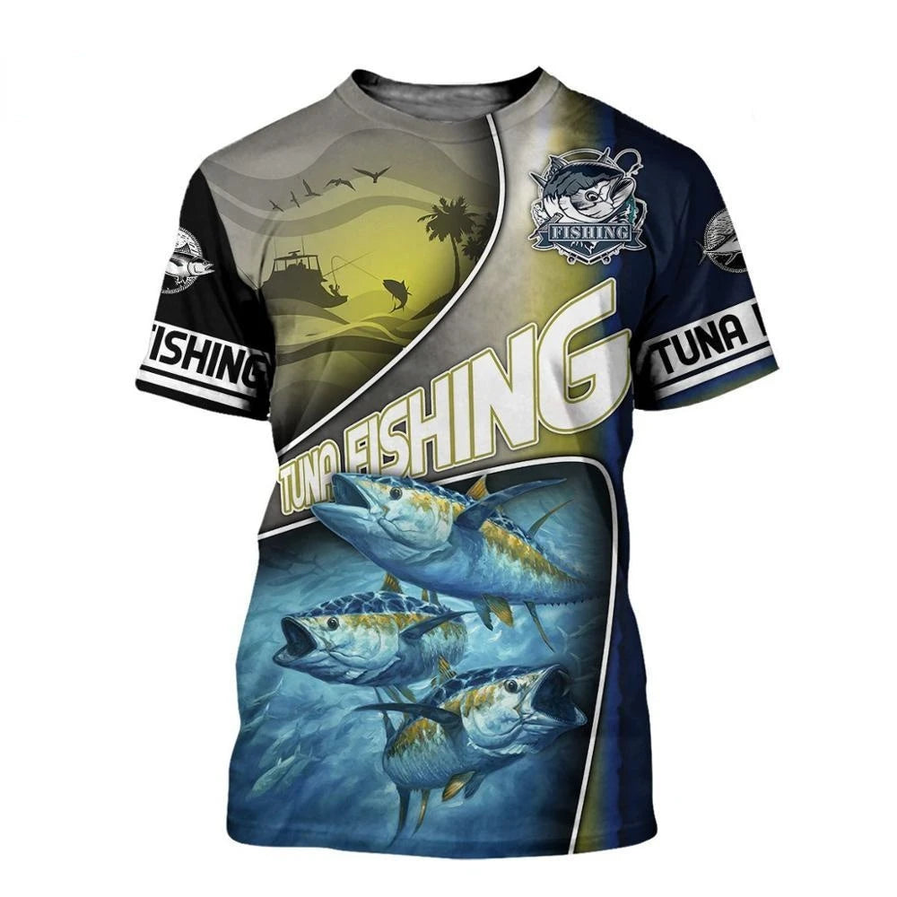 Summer Men's T-shirt Carp Fishing 3D Print T-shirt Men Fashion T-shirts Kids Hip Hop Tops Tees Men's Clothing Y2k Tops Boy