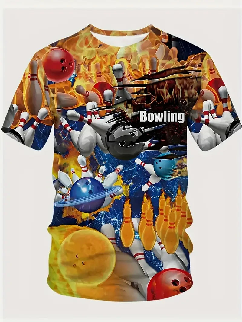 New 3D Printed T Shirt For Man Bowling Jersey Summer Causal Short Sleeve Tops Oversized Streetwear Men's Clothing Graphic Tees
