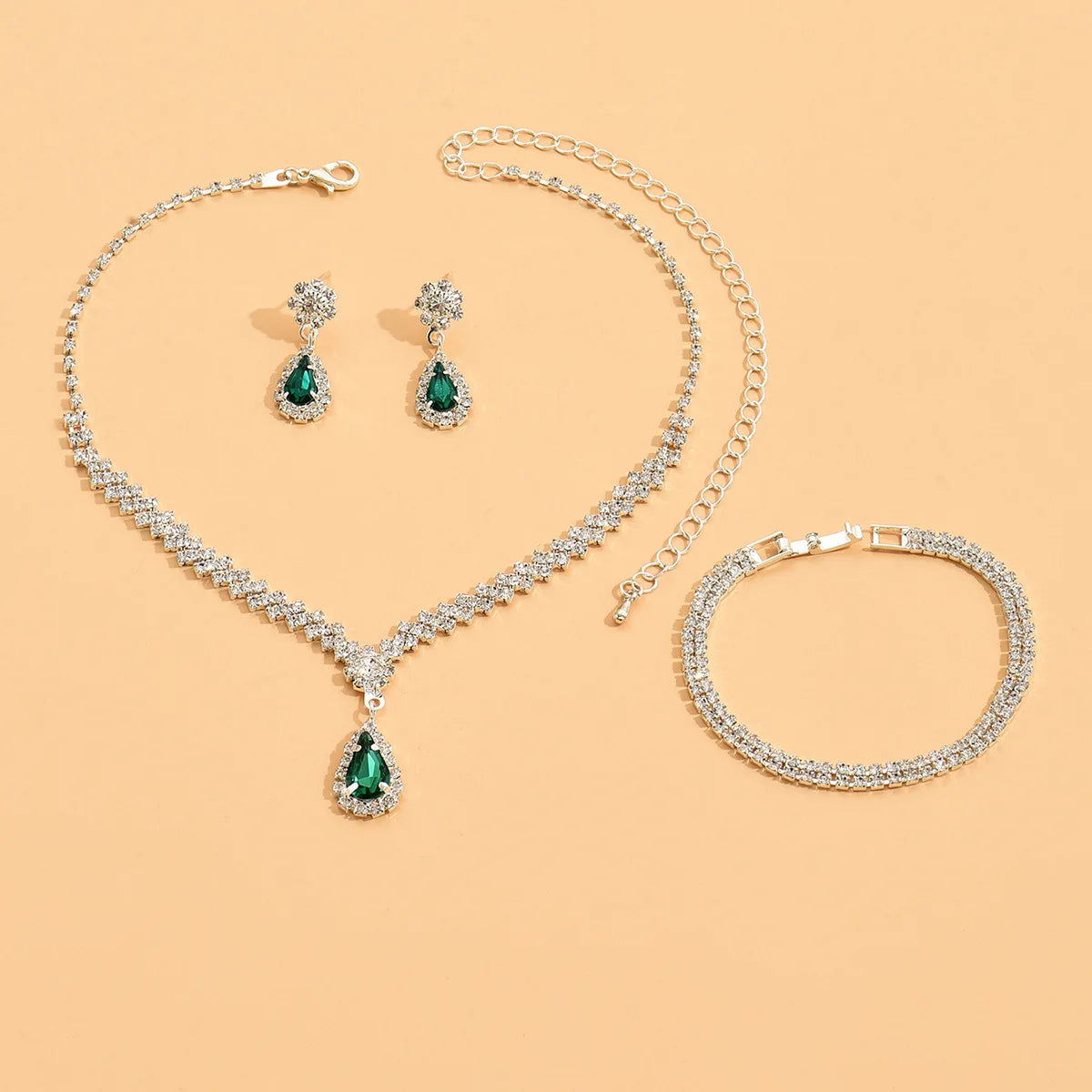 4 Pieces Of Women's Wedding Accessories, Earrings, Necklaces, Bracelets, Bridal Jewelry Sets, Banquet And Party Accessories-8071