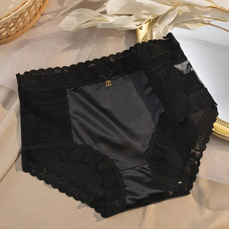 New Women Sexy Lace Ice Silk Underwear High Waist Elasticity Shapewear Abdomen Hips Panties Breifs