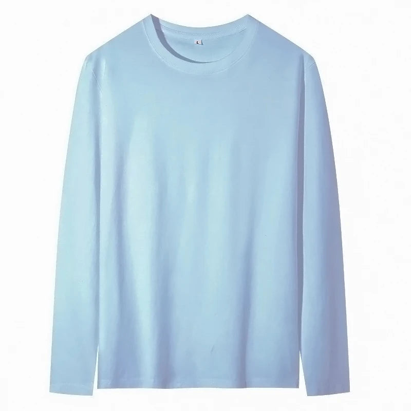 2025 Spring Summer Mens O-Neck T-Shirt Long Sleeve T Shirt Male Solid Tshirt Man Clothing Breathable Men Tops Tees