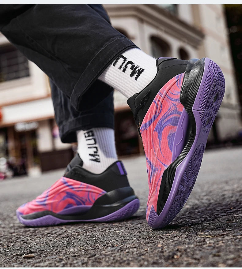 High-quality Men Basketball Shoes for Women Leather Basketball Sneakers Men Outdoor Rubber Anti Slip Sports Training Shoes Male