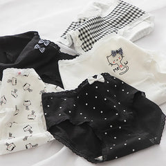 New Underwear Women Cat Print Girl Panties Spring Summer Fashion Comfort Briefs Mid Waist Seamless Underpants Female Lingerie