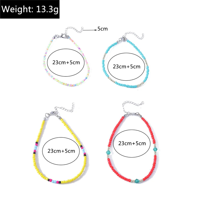 Bohemian Colorful Handmade Beads Anklets for Women Summer Beach Ankle Bracelet Foot Leg Chain Female Girls Jewelry Accessories