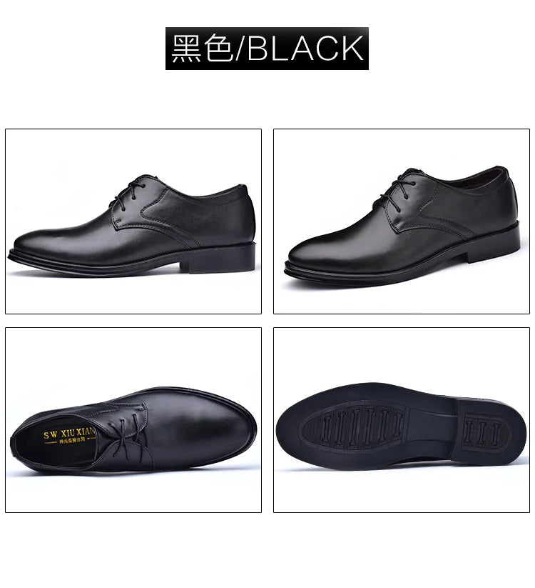 Men Dressing Shoes Formal for Men's Casual Shoe Leather Social Wedding Designer Pointed Toe Black Office Winter Shoes Brand 2024