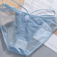 Damen Satin Glatte Sexy Spitze Transparent Nahtlose Elastische Unterwäsche Niedlich Lieblich Süß Atmungsaktive Höschen mit gekreuzten Trägern