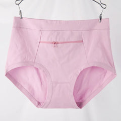 Damenunterwäsche Diebstahlsichere Slips mit Reißverschlusstasche, hoher Bund, dehnbar, atmungsaktiv, aus Baumwolle, für Mütter mittleren Alters und Großmütter