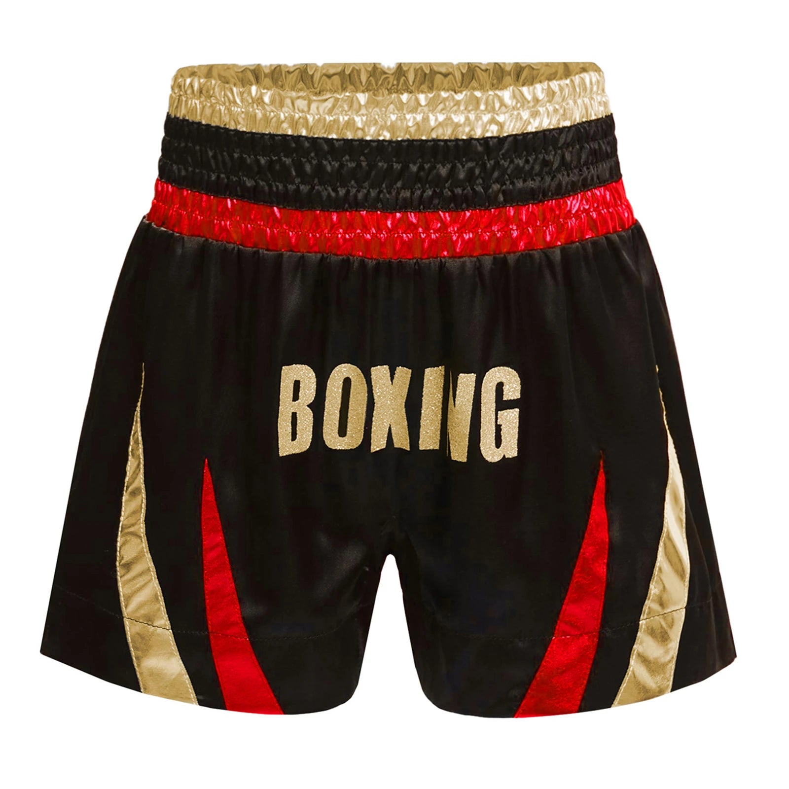 Kids Boys Boxing Training Outfit Long Sleeve Open Front Metallic Satin Robe Hooded Cloak with Athletic Shorts And Boxer Gloves