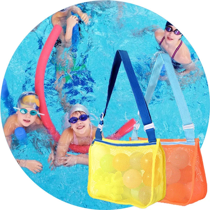 Beach Toy Mesh Bag Kids Shell Storage Bag Beach Toy Seashell Bag Mesh Pool Bag Sand Toys Swimming Accessories for Boys and Girls