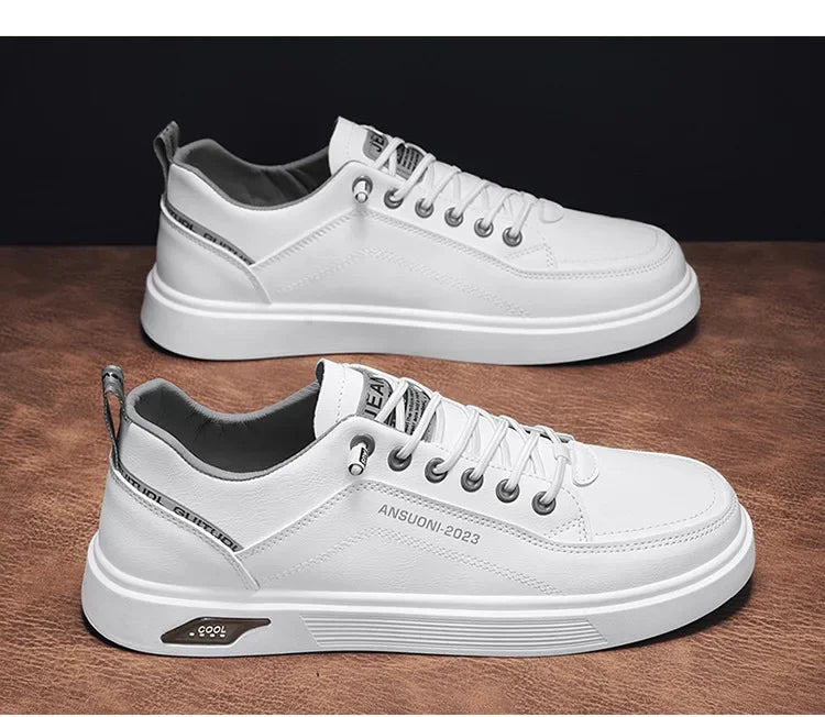 Men's Casual Walking Shoes Lightweight Flat Round Toe Trendy Lace-up New Sporty Style Four-season Color-blocked Board Shoes