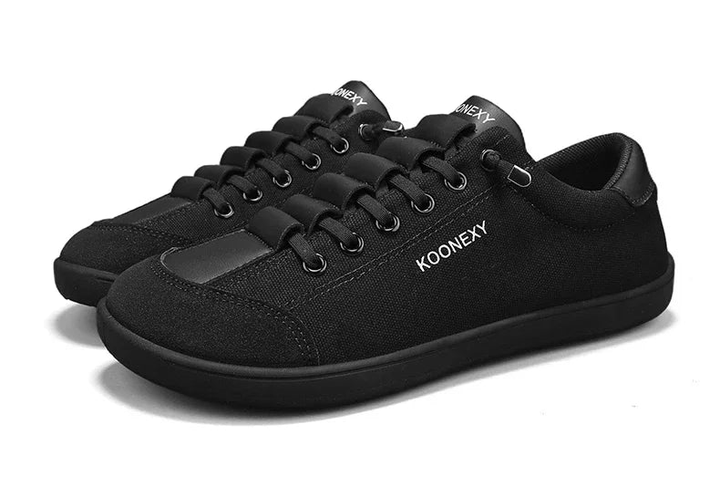 Mens Wide Toe Barefoot Shoes Unisex Canvse Casual Sneakers Lightweight Adjustable Slip on Walking Shoes for Male Zero Drop Flats