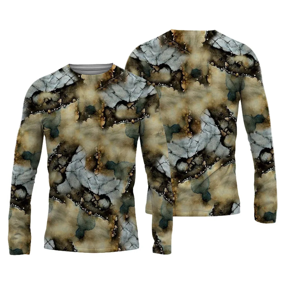 New Summer Men's Fishing Shirts Breathable T-Shirt Fishing Apparel Long Sleeve Outdoor Sports Crewneck Tops Fishing Shirts 6XL