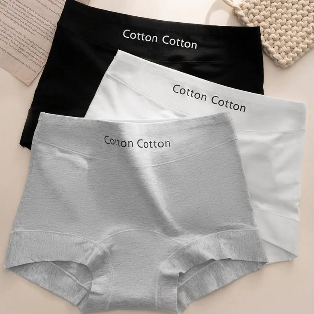 3Pcs Fashion Comfortable Simple Briefs Mid Waist Cotton Crotch Seamless Underwear Panties Underwear for Women Girl