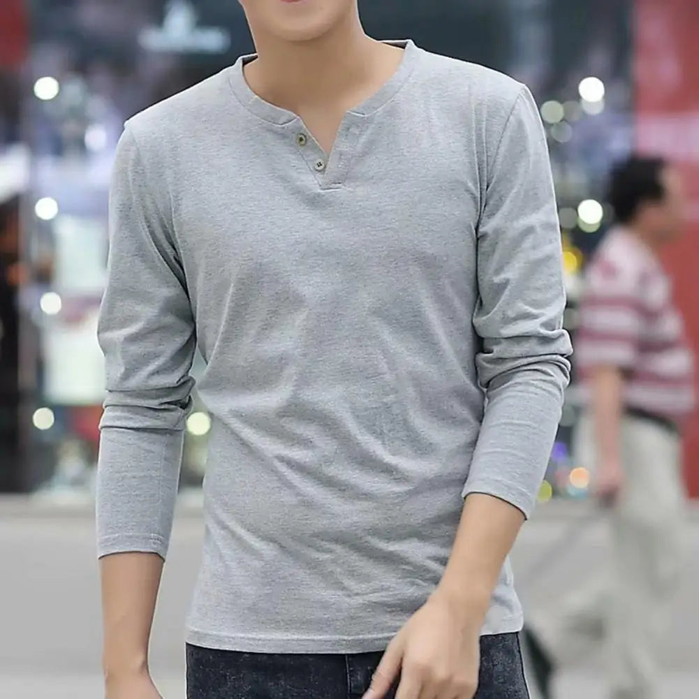 Great  Men T-shirt Slim Casual Base Shirt Long Sleeve Fit Autumn T-shirt for Daily Wear