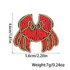 Cute Handmade Beaded Crab Brooches For Women Summer Cartoon Beach Dolphin Whale Pins Badge Jewelry Accessories