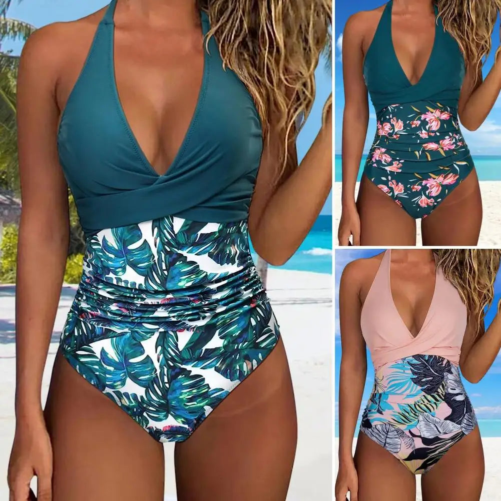 1Pc Women Monokini Swimsuit Tummy Control Triangular Cup Bikini Stylish Backless Design Women's One-piece Swimsuit for Summer
