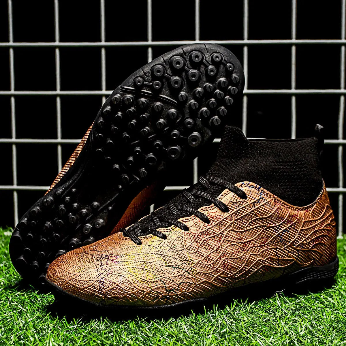 Outdoor soccer shoes for men and women; professional sports shoes for grass with short studs and anti-slip and wear-resistant.