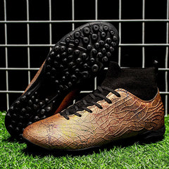 Outdoor soccer shoes for men and women; professional sports shoes for grass with short studs and anti-slip and wear-resistant.