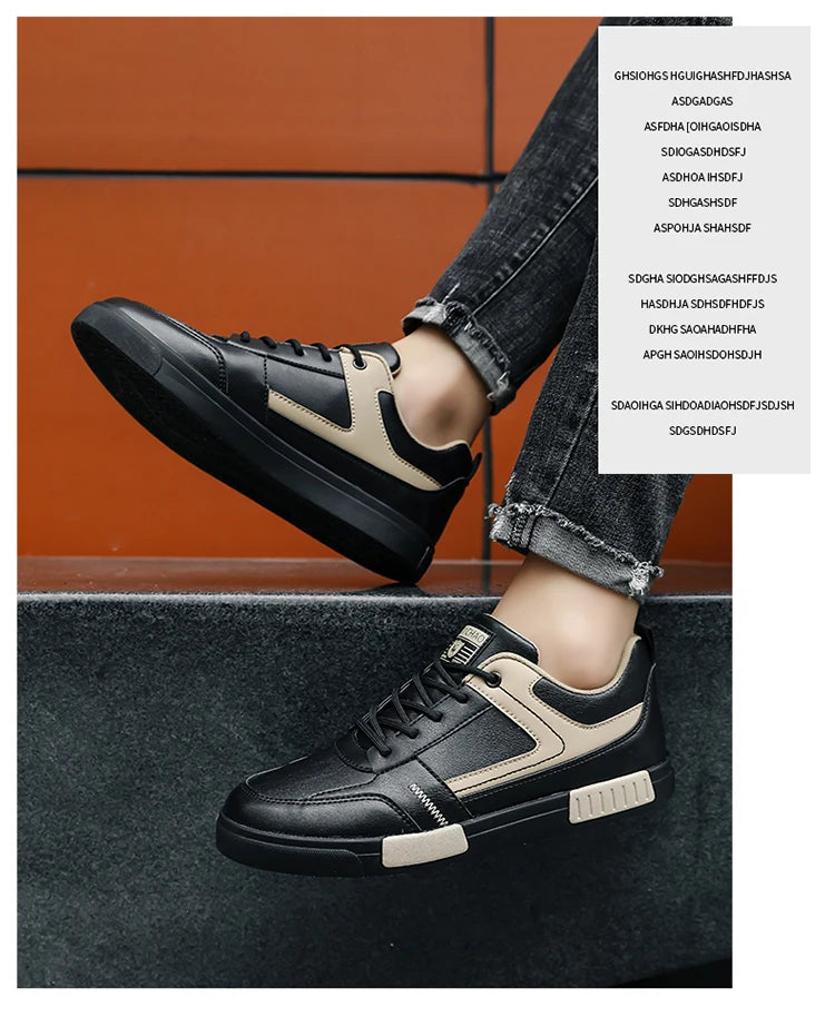 Men's shoes autumn new student board shoes leather surface fashionable sports and leisure shoes outdoor walking shoes large size