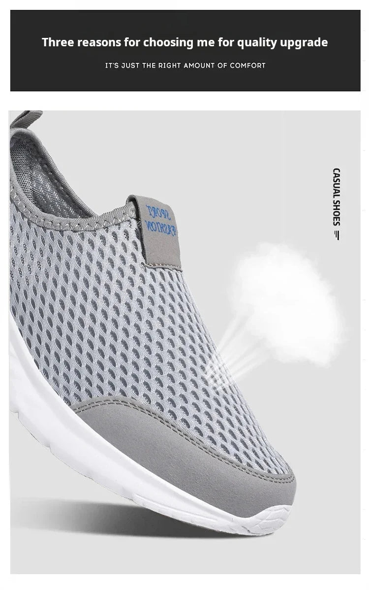 Men's Casual Sports Shoes Lightweight and Large-sized with A Round Toe Color-blocked Mesh Breathable Soft Sole Wearable Style