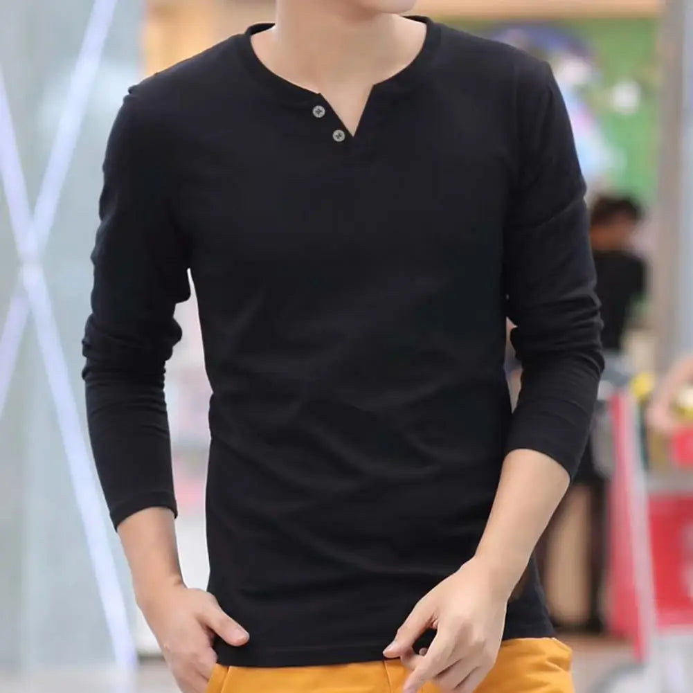 Great  Men T-shirt Slim Casual Base Shirt Long Sleeve Fit Autumn T-shirt for Daily Wear