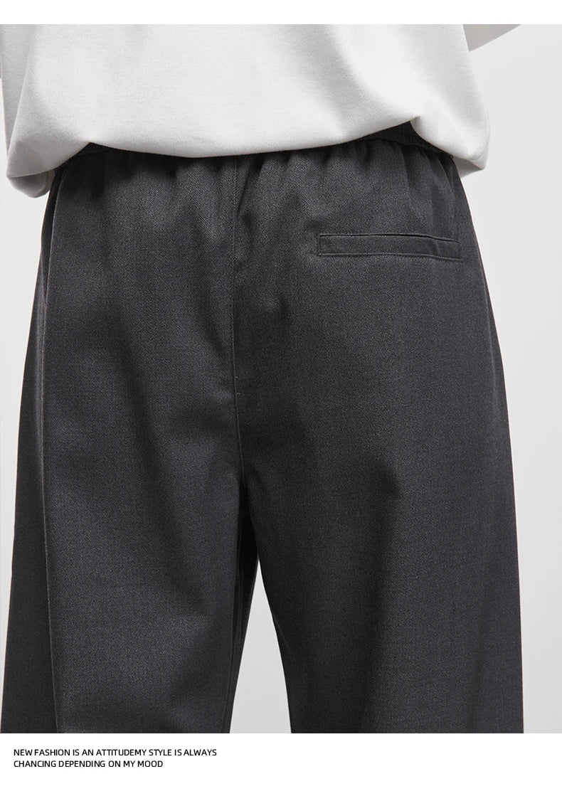 Men's Fashion Casual Pants 2025 Spring and Autumn New Loose Elastic Waist Wide Leg Pants Men's Suit Straight Trousers Male