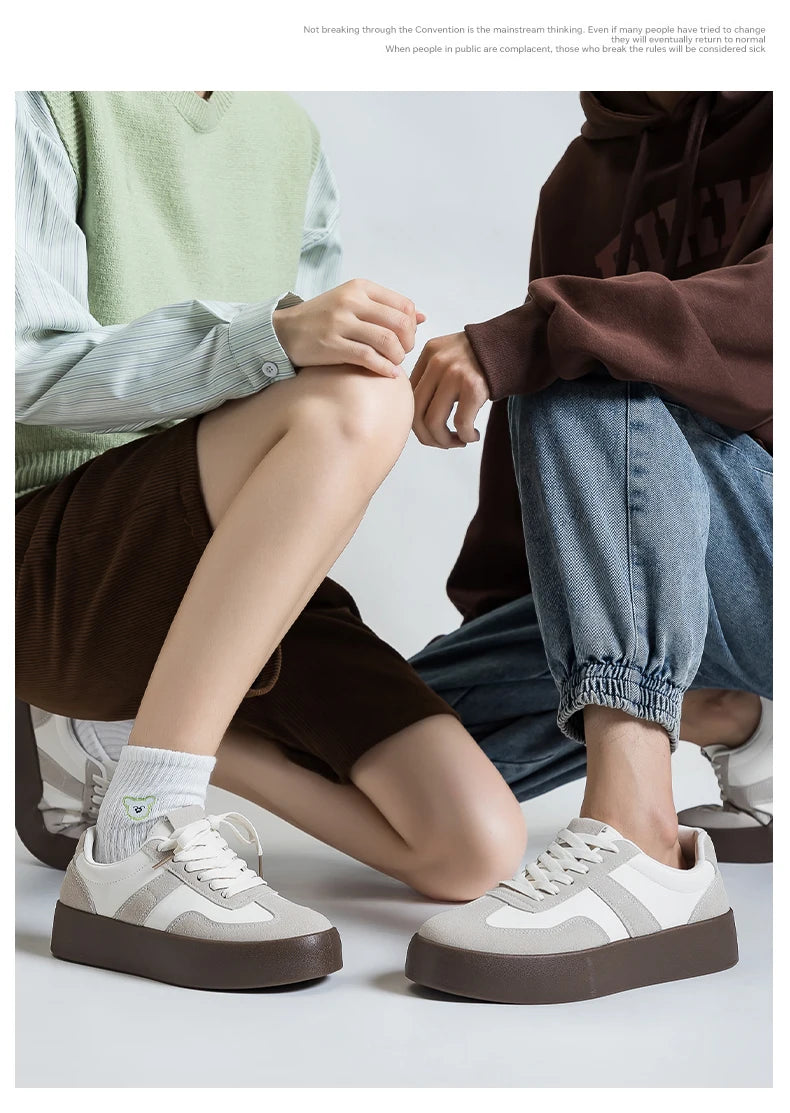 Men's and Women's Fashionable Casual Sports Shoes, Versatile Thick-soled Platform Shoes, White Sneakers, Autumn Training Shoes