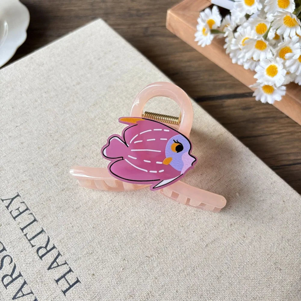 Bohemian Acetate Ocean Animal Hair Clips for Women Non-Slip Summer Beach Hair Accessories Cartoon Fish Whale Multi-Pack Gifts