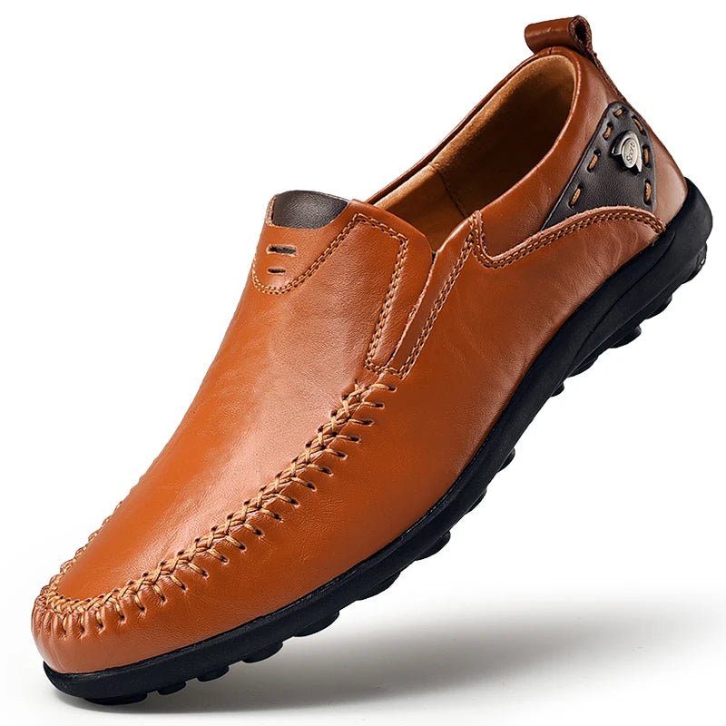 Handmade Shoes Genuine Leather Casual Shoes For Men Flat Platform Walking Shoes Outdoor Footwear Loafers Breathable Sneakers